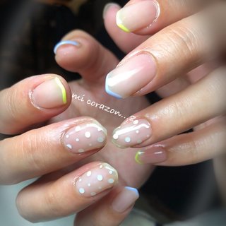 #クリアネイル#ドットネイル#トレンドカラー#イエローネイル #micorazon...8#nail#ジェルネイル#パラジェル#一層残し#MB #春 #夏 #七夕 #海 #ハンド #フレンチ #ホログラム #ショート #ホワイト #クリア #イエロー #ジェルネイル #お客様 #mi Corazon...8 #ネイルブック