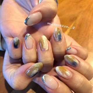 #ベージュネイル#ニュアンスネイル#メタリックカラー#micorazon...8#nail#ジェルネイル#パラジェル#一層残し#MB# #オールシーズン #ハンド #ワンカラー #マーブル #ミディアム #ベージュ #ネイビー #メタリック #ジェルネイル #お客様 #mi Corazon...8 #ネイルブック