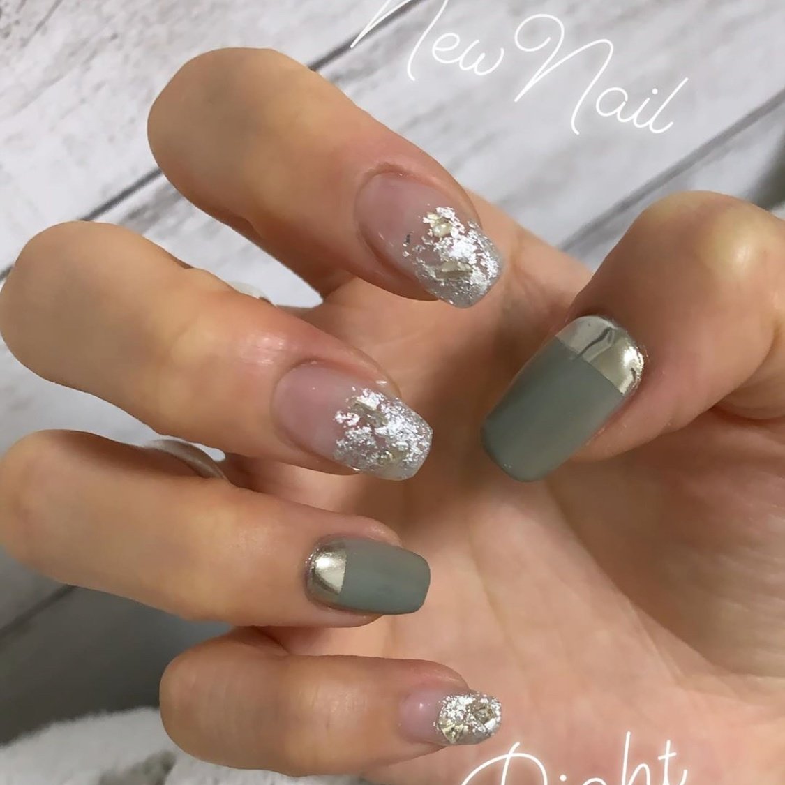 春 夏 ハンド グリーン シルバー Nailsalonyoloのネイルデザイン No ネイルブック