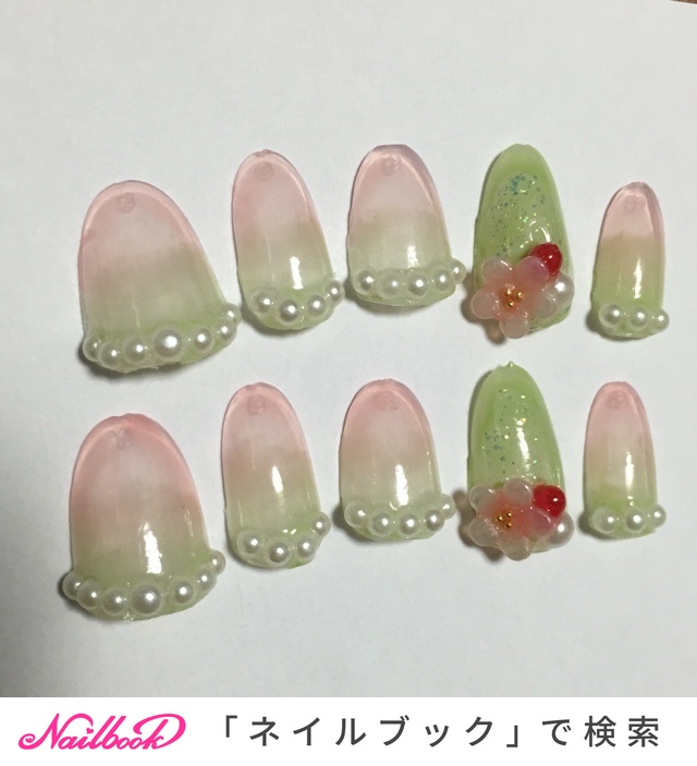 春 デート ハンド グラデーション フラワー Kumika Naのネイル