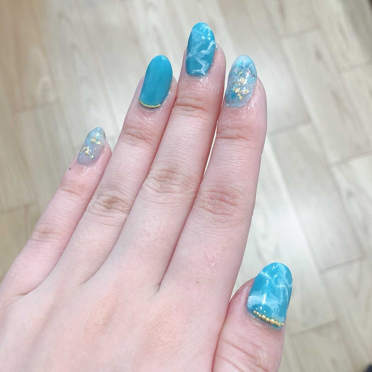 夏 ハンド ホログラム 大理石 マーブル Shino Nail のネイルデザイン No 431 ネイルブック