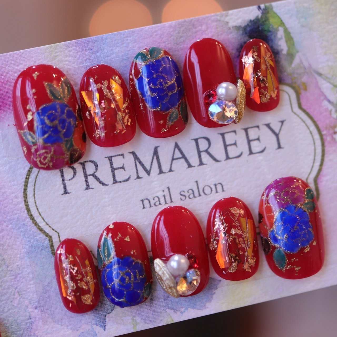 オールシーズン 成人式 ハンド ホログラム フラワー Nailsalon Premareeyのネイルデザイン No ネイルブック