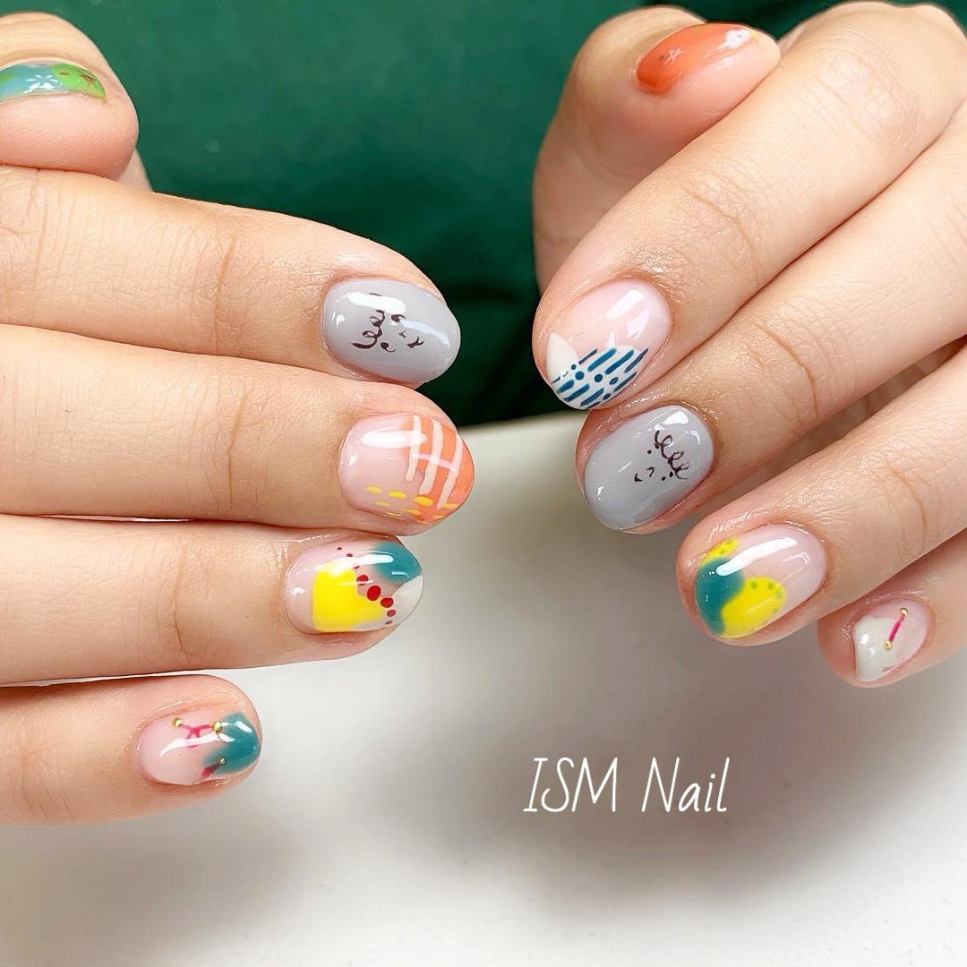 夏 オールシーズン ハンド フレンチ オレンジ Ism Nailのネイルデザイン No ネイルブック