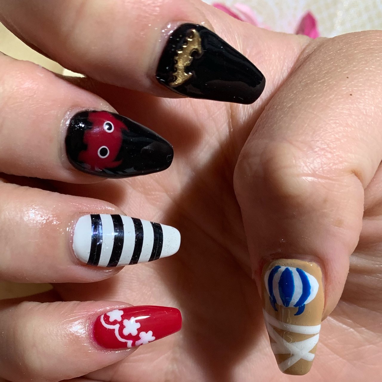 オールシーズン ハンド 痛ネイル キャラクター ボーダー たまごのネイルデザイン No ネイルブック