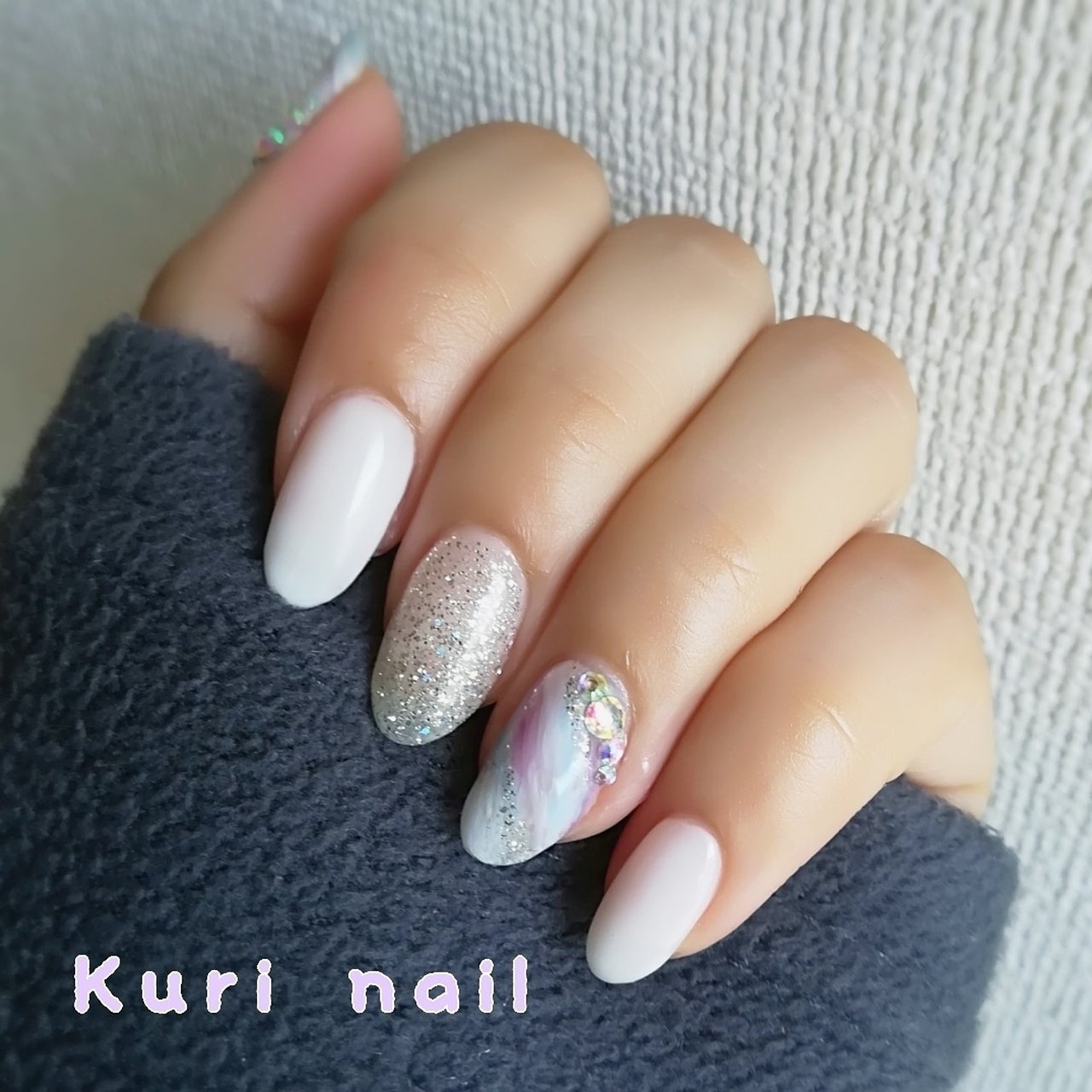 夏 ハンド ストライプ ボーダー マーブル くりのネイルデザイン No ネイルブック