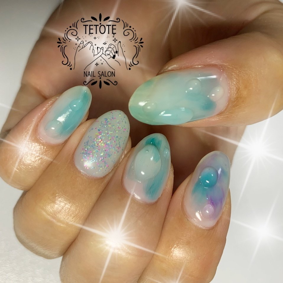 夏 梅雨 ハンド シンプル 水滴 Nailsalon Tetoteのネイルデザイン No ネイルブック