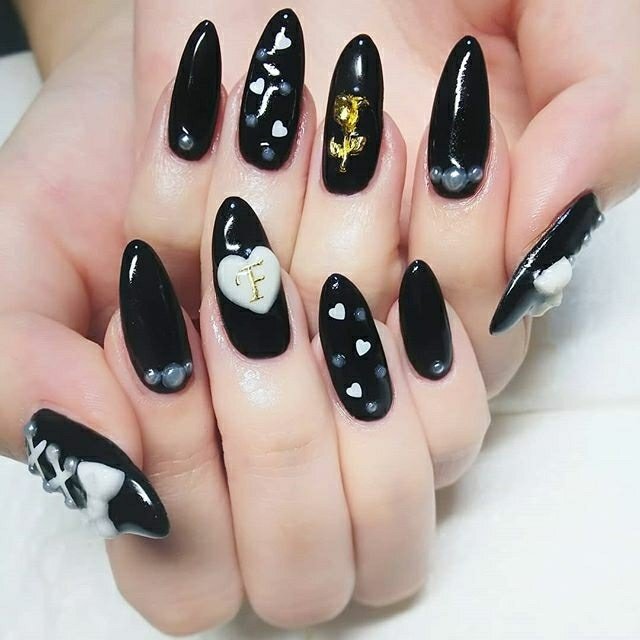 ハート 3d リボン ブラック Hidamari Nailのネイルデザイン No ネイルブック