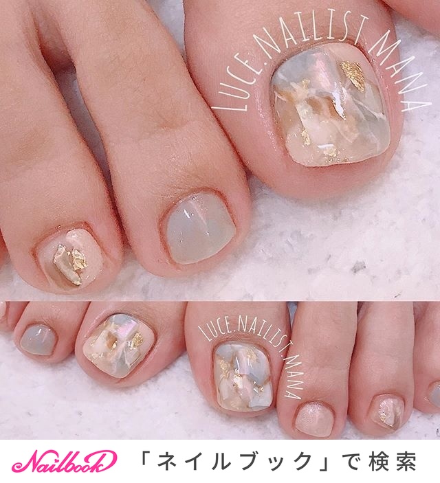夏/旅行/海/リゾート/フット - *̣̩⋆̩芦屋 Luce.*̣̩⋆̩隠れ家風salon⋆*のネイルデザイン[No.4310534]｜ネイルブック