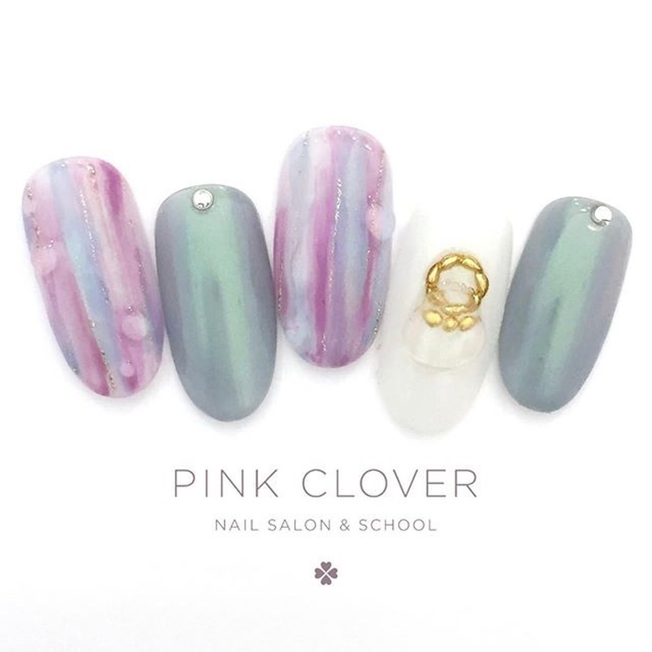 夏 梅雨 七夕 ハンド 水滴 Pink Clover ネイルサロン スクールのネイルデザイン No ネイルブック
