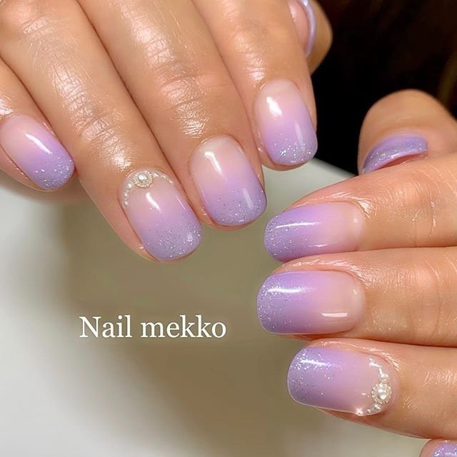 ハンド グラデーション ラメ パール パープル Nail Mekkoのネイルデザイン No ネイルブック