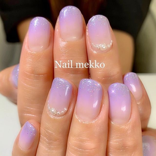 ハンド グラデーション ラメ パール パープル Nail Mekkoのネイルデザイン No ネイルブック