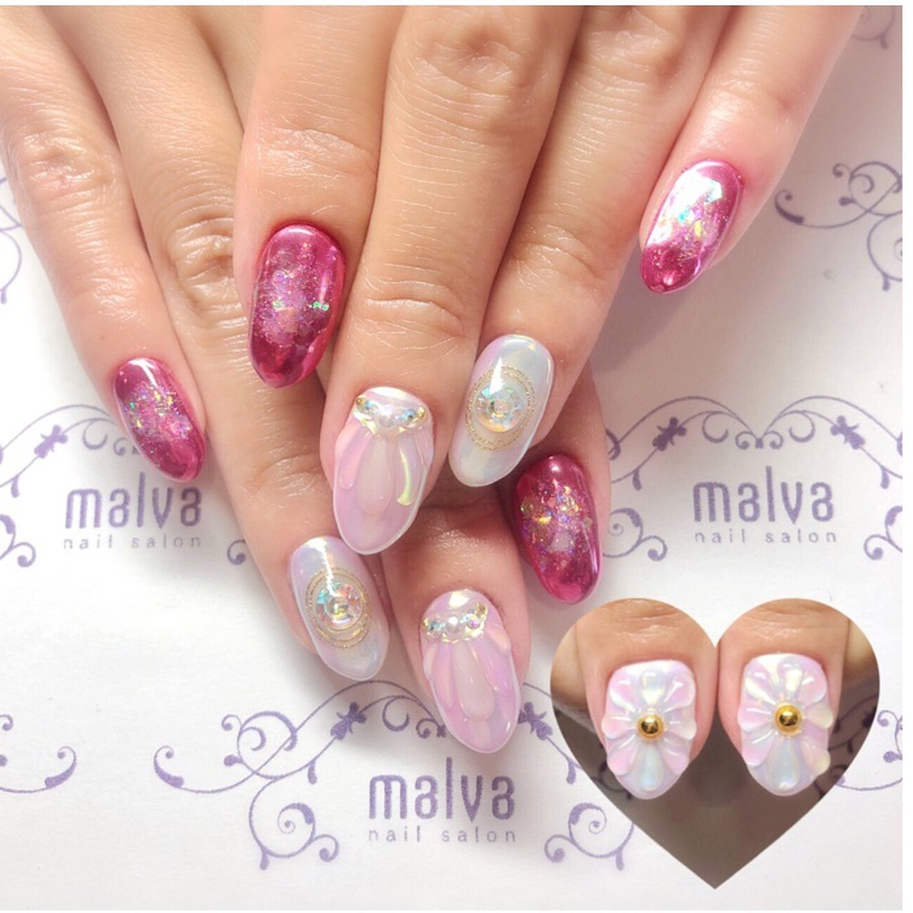 春 夏 ハンド 人魚の鱗 ミラー Nailsalon Malva 原宿店のネイルデザイン No ネイルブック
