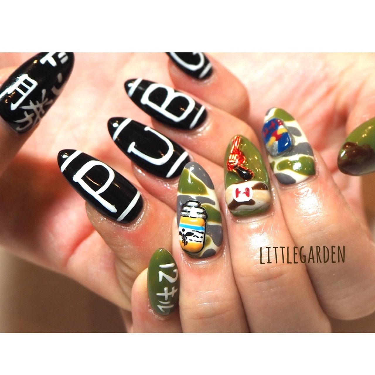 ハンド 痛ネイル グリーン ブラック ジェルネイル 大分 Nailroom 33 のネイルデザイン No ネイルブック