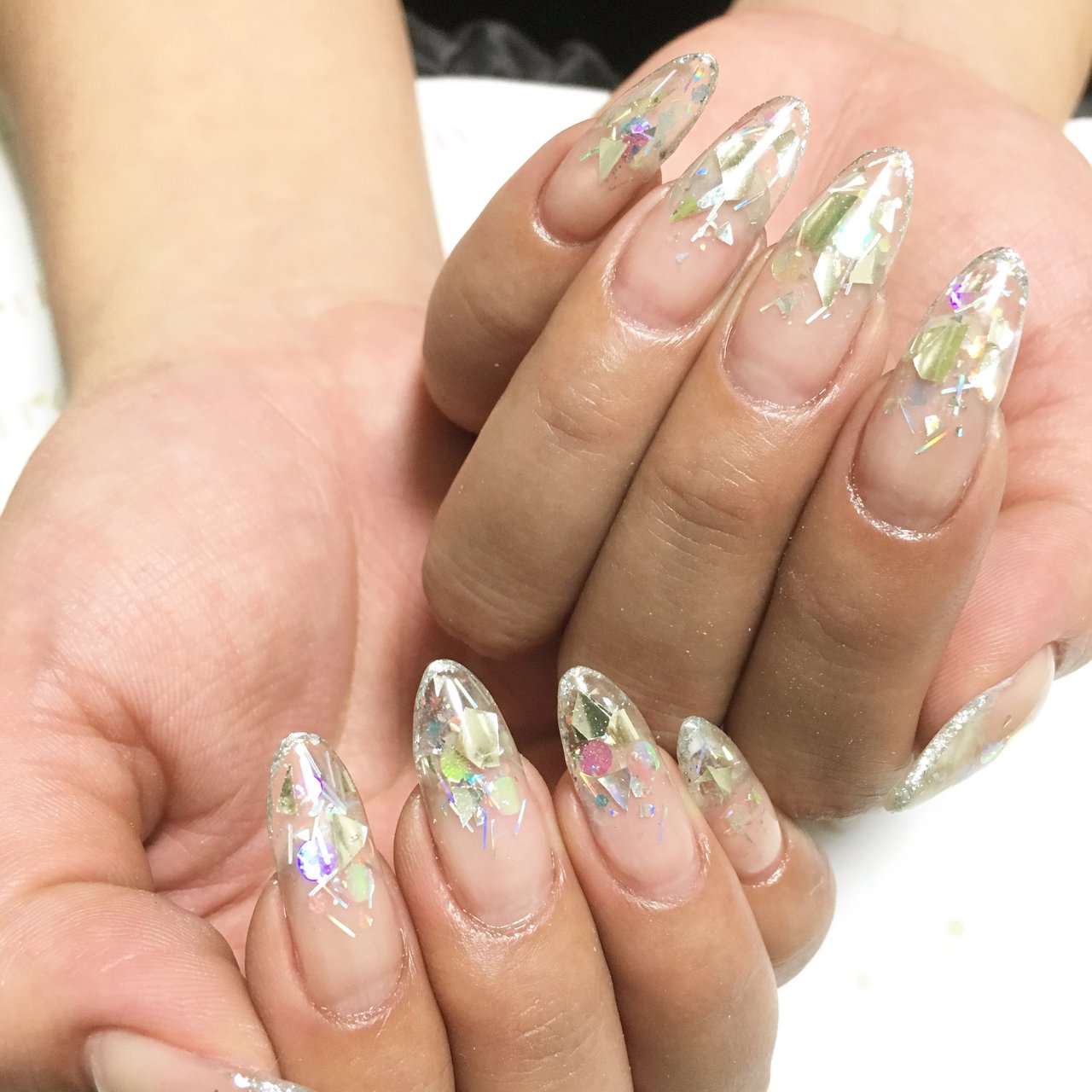 夏 ハンド ホログラム ラメ ロング 斉藤のネイルデザイン No ネイルブック