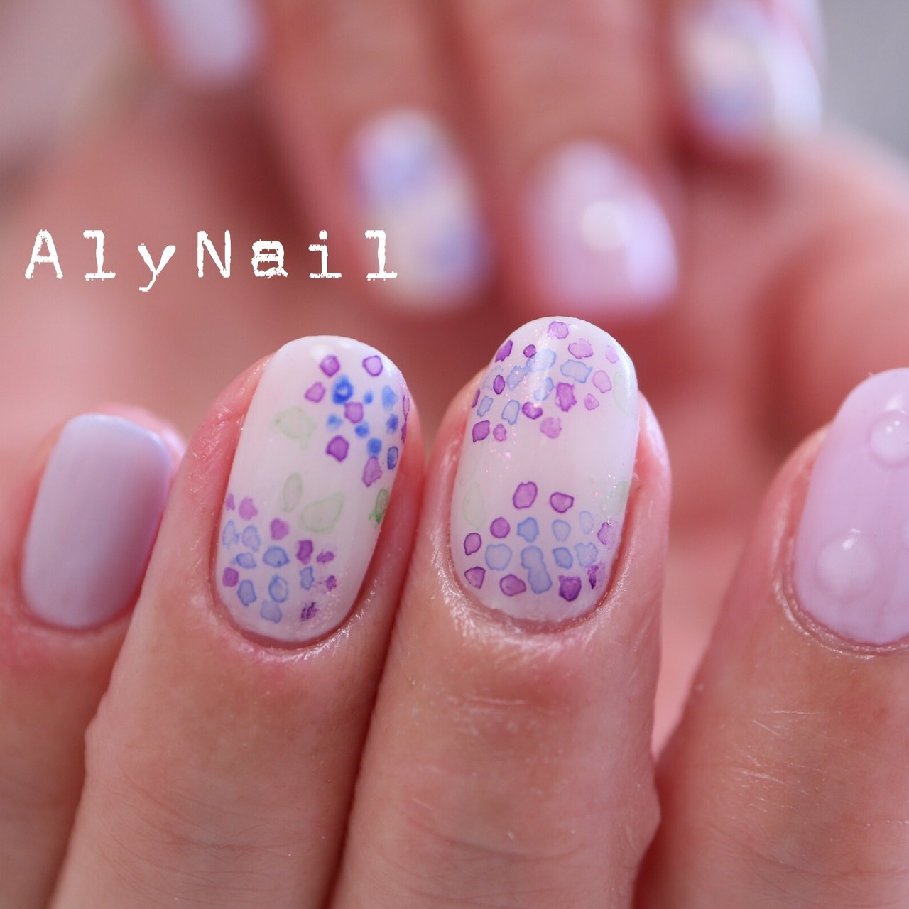 夏 ハンド シンプル フラワー 水滴 Alynailのネイルデザイン No 436 ネイルブック