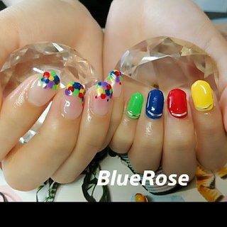 個性派ネイル✨✨✨✨ 
お客様の持ち込みデザインです‼
カラフルcolorは、お客様セレクトです🎵🎵

#個性派ネイル#カラフルネイル#ハンドネイル#夏ネイル#ジェルネイル#ワンカラーネイル#ドットネイル#水玉 #夏 #梅雨 #七夕 #海 #ハンド #ワンカラー #ドット #ミディアム #レッド #イエロー #ネイビー #ジェルネイル #お客様 #bluerose410 #ネイルブック