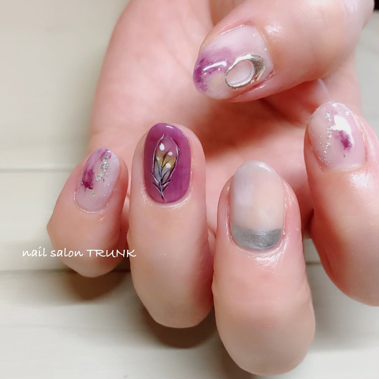 春 夏 ハンド フェザー ニュアンス Nail Trunkのネイルデザイン No ネイルブック