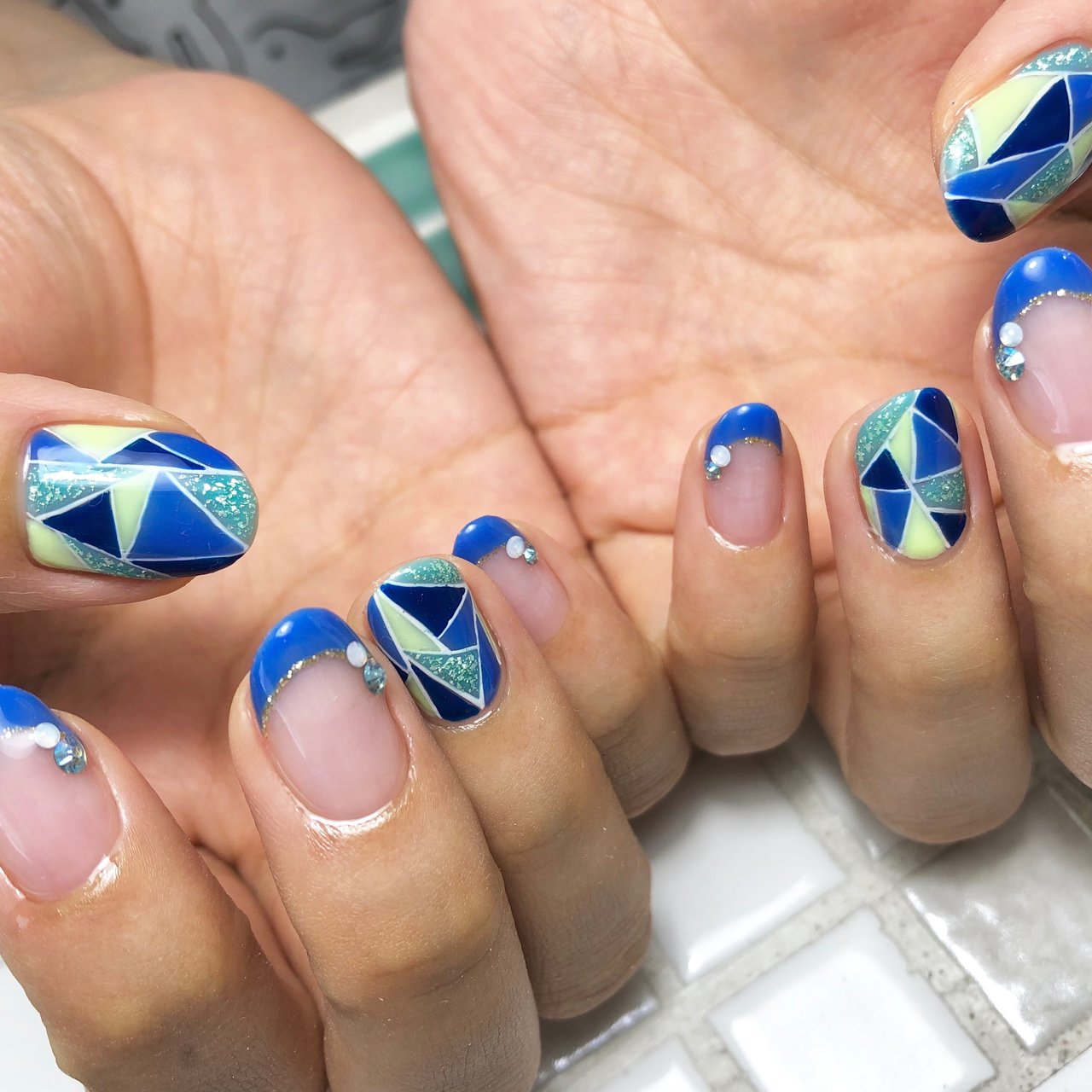 夏 ハンド フレンチ ステンドグラス ミディアム Sugawara0107のネイルデザイン No ネイルブック