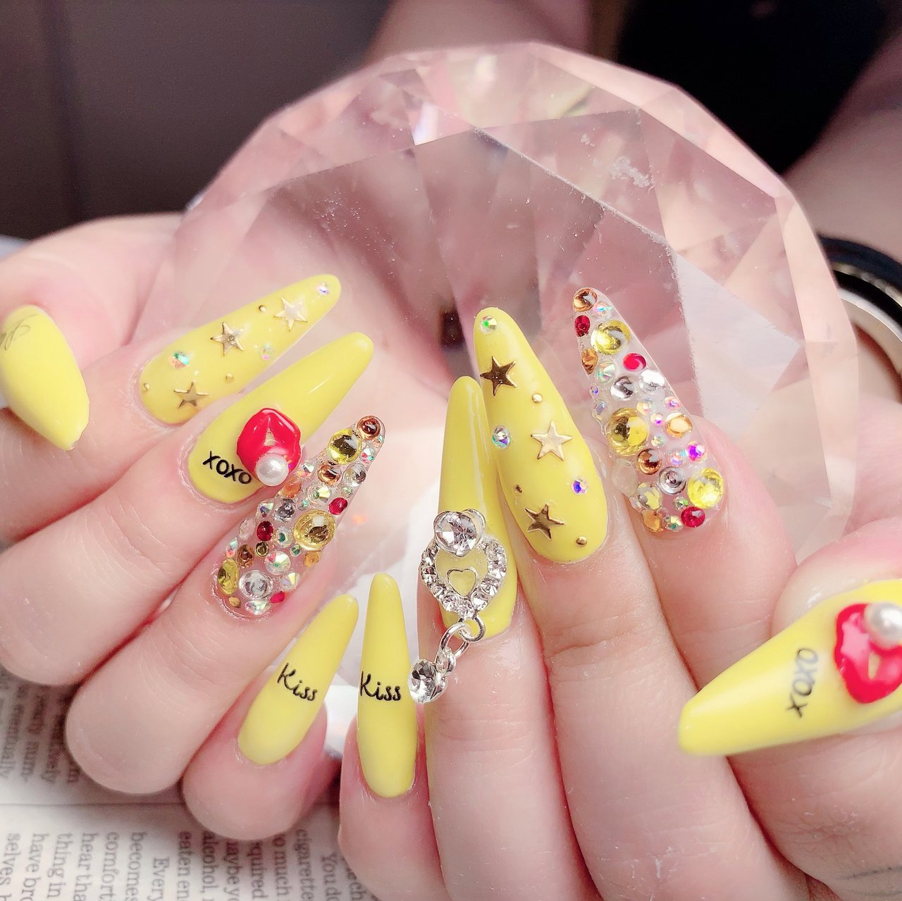 夏/ハンド/ロング/イエロー/スカルプチュア - Erikaのネイルデザイン