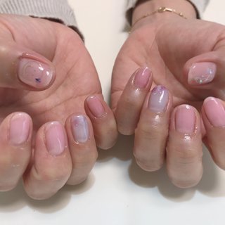 透明感ピンクのネイルデザイン ネイルブック