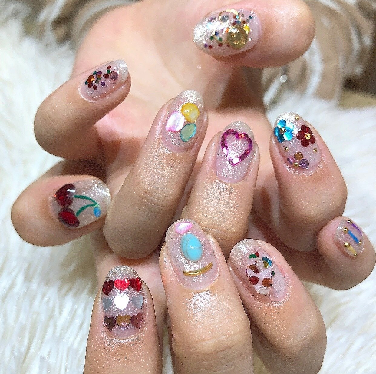 夏 女子会 ハンド ホログラム ラメ Bg Nailのネイルデザイン No ネイルブック