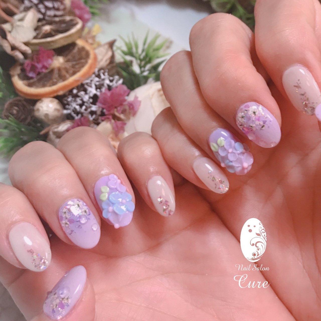 春 秋 梅雨 浴衣 ハンド Nail Salon Cureのネイルデザイン No ネイルブック