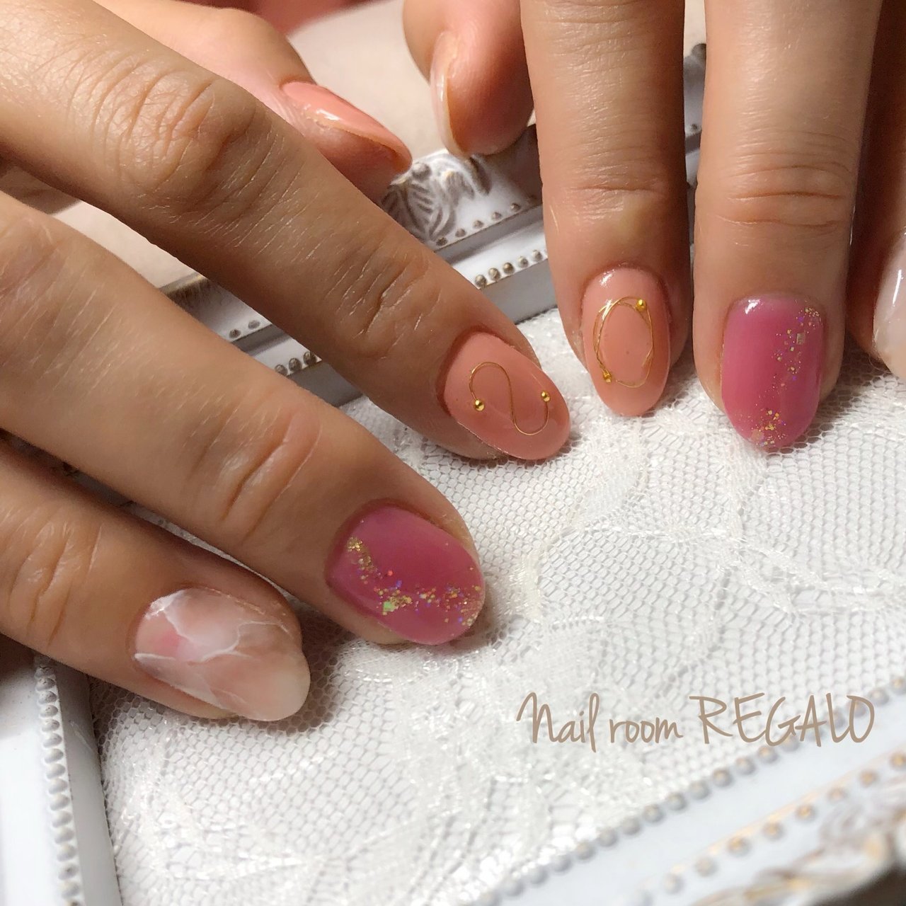 夏 ハンド 大理石 ワイヤー ショート Nail Room Regalo ネイル ルーム レガロ のネイルデザイン No ネイル ブック