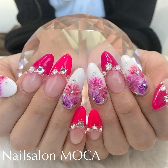 春 夏 リゾート 浴衣 ハンド Nail Salon Mocaのネイルデザイン No ネイルブック