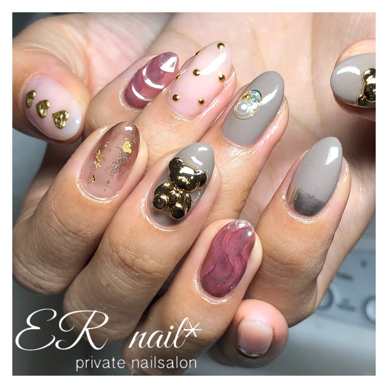 ハンド キャラクター ニュアンス ミラー ピンク Er Nailのネイルデザイン No ネイルブック