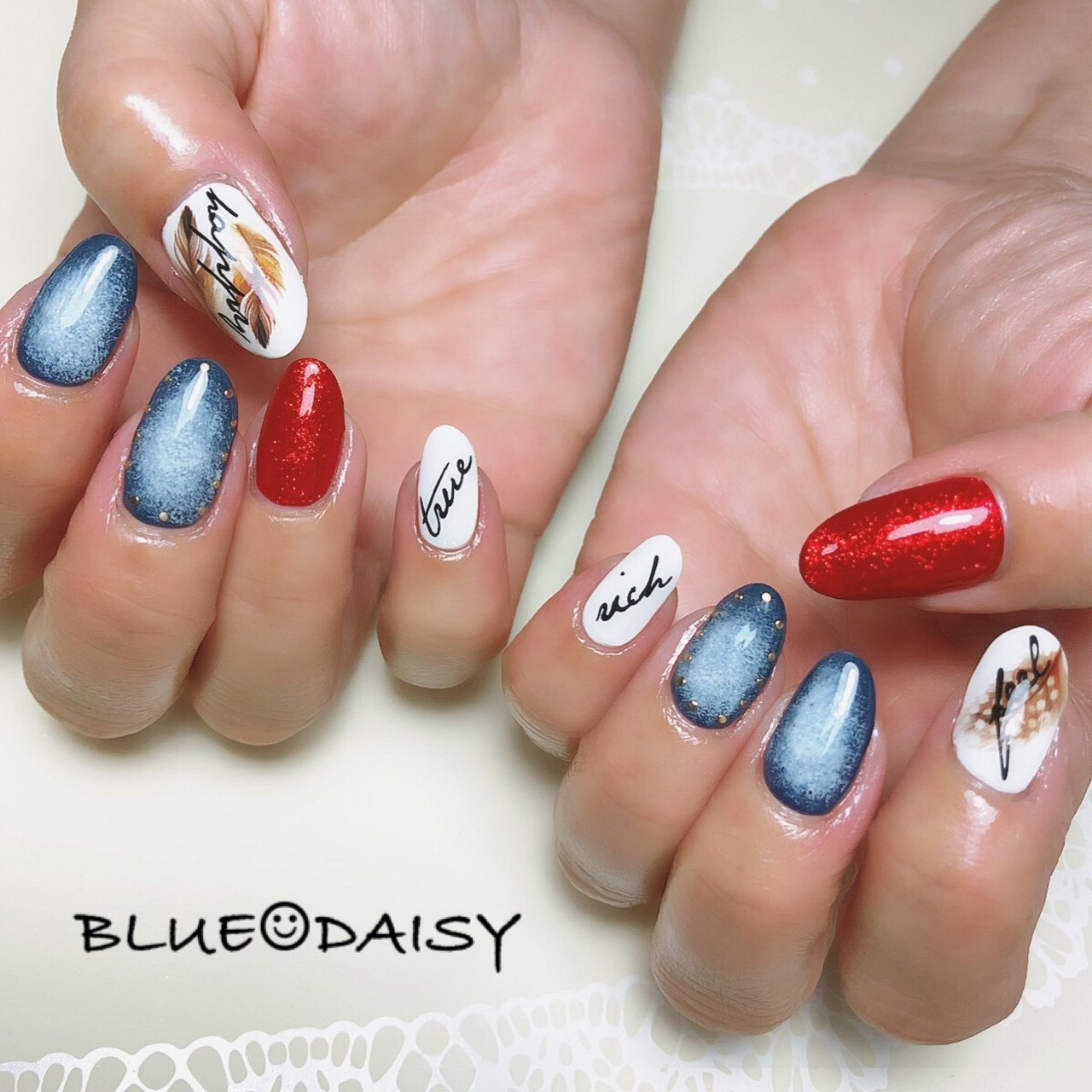 夏 オールシーズン 海 リゾート ラメ Blue Daisyのネイルデザイン No ネイルブック