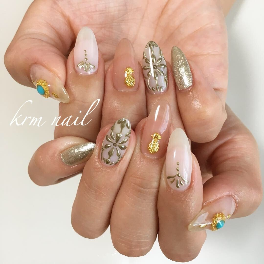 夏 旅行 海 リゾート ハンド Krm Nailのネイルデザイン No ネイルブック