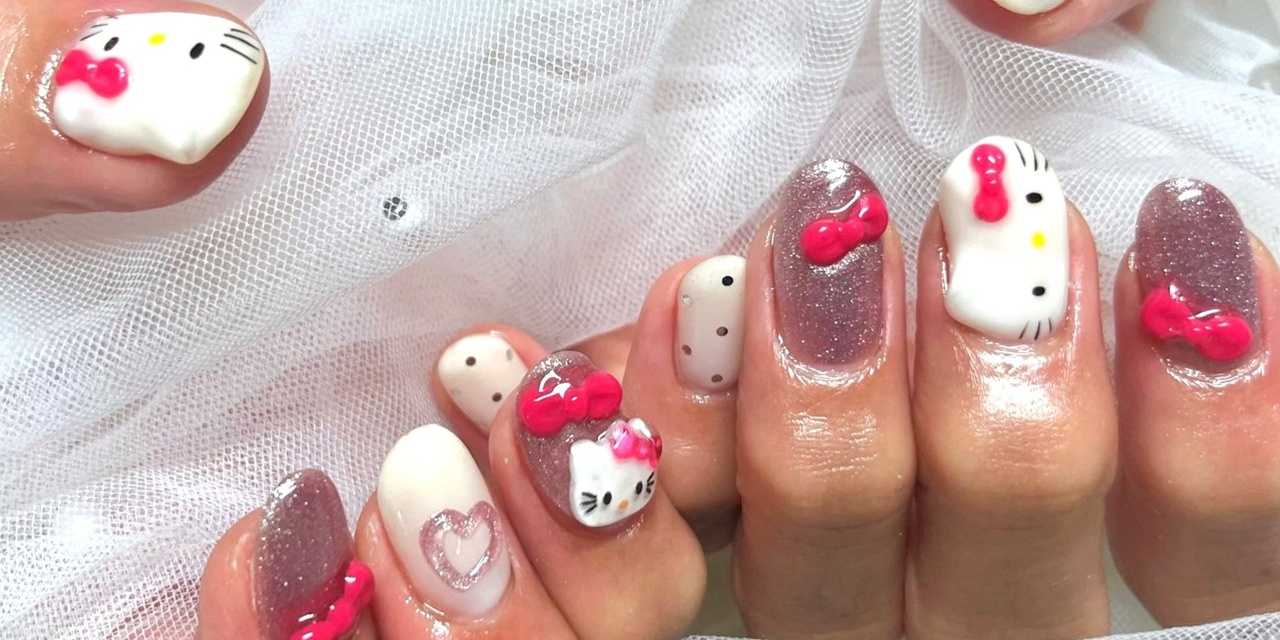 新作デザイン】☆韓国発・親指キティちゃんネイル☆｜Nailsalon Bliss