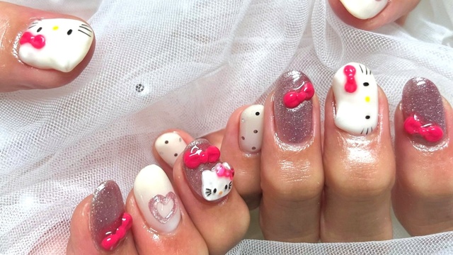 新作デザイン】☆韓国発・親指キティちゃんネイル☆｜Nailsalon Bliss