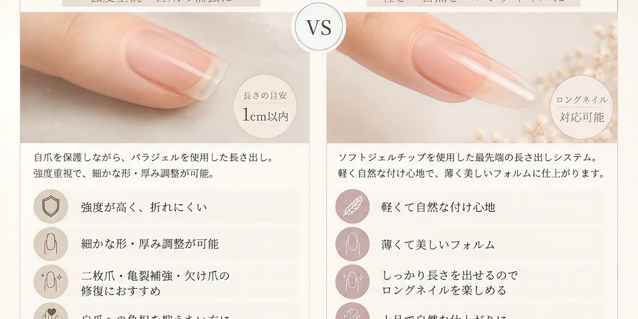 パラジェル長さ出しとGel-X/ジェリップの違いとは？💅｜【 ナジェル