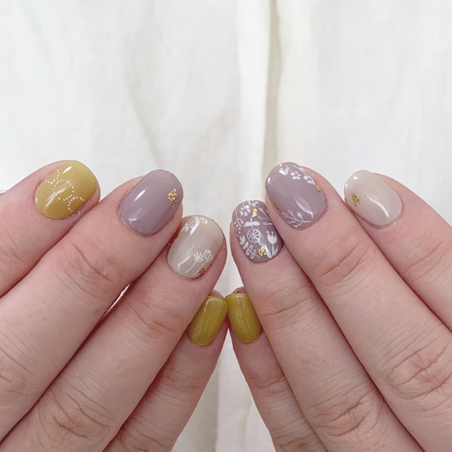 岐阜ネイルサロン/北欧ネイル/ショートネイル/nailroom Coton