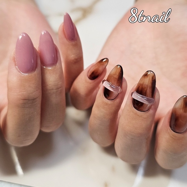 ＿nail〻〻 8月のネイル💅🏻 ⁡ ピンクとリボンな気分で おまかせで可愛くして